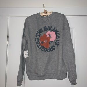 RVCA Gray Crewneck Sweater Floral